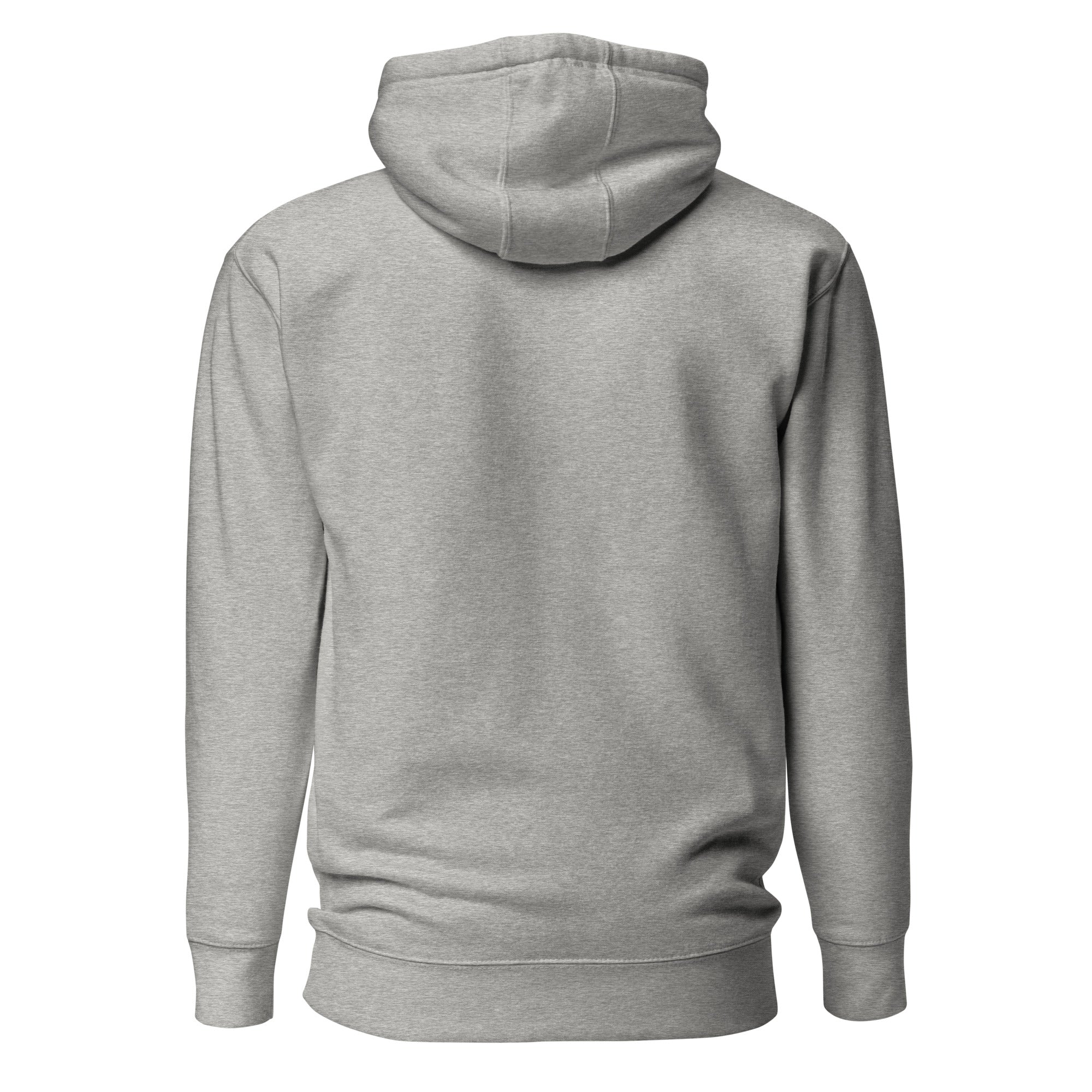 Back view of heather gray Oak & Oar rowing hoodie