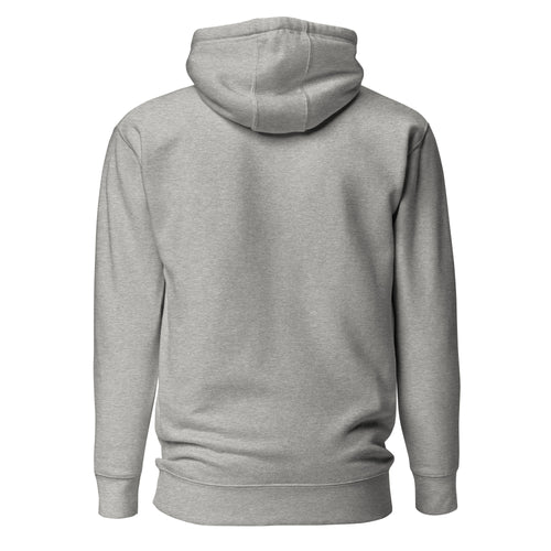 Back view of heather gray Oak & Oar rowing hoodie