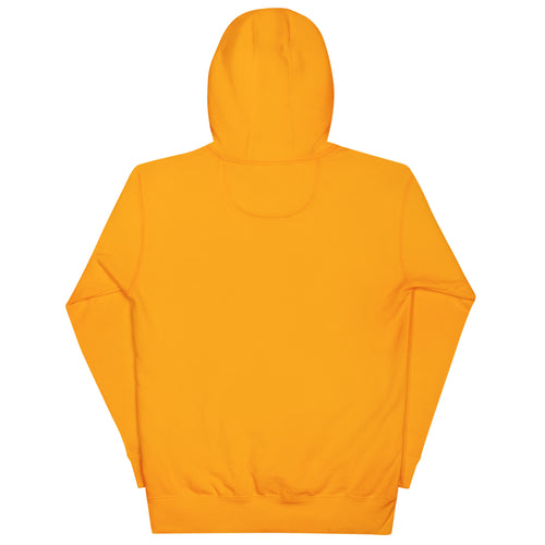 Back view of golden yellow Oak & Oar rowing hoodie